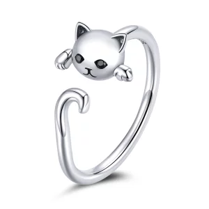 Bague Ouverte Style PANDORA Chat mignon - SCR707 (image pour) Bague Ouverte Style PANDORA Chat mignon - SCR707
