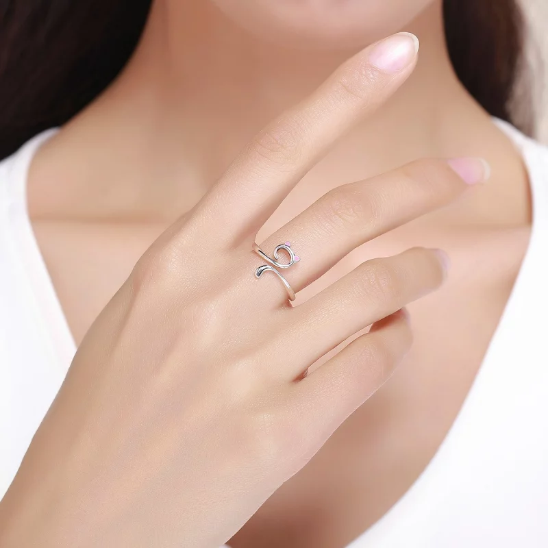 (image pour) Bague Ouverte Style PANDORA chats amoureux - SCR341 - Afficher 3