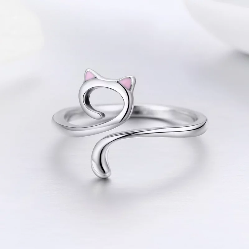 (image pour) Bague Ouverte Style PANDORA chats amoureux - SCR341 - Afficher 5