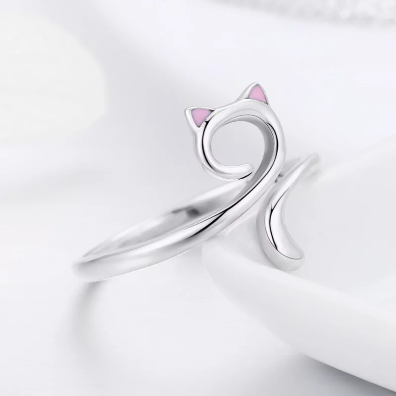 (image pour) Bague Ouverte Style PANDORA chats amoureux - SCR341 - Afficher 6