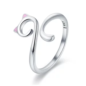 Bague Ouverte Style PANDORA chats amoureux - SCR341 (image pour) Bague Ouverte Style PANDORA chats amoureux - SCR341