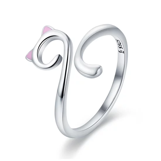 (image pour) Bague Ouverte Style PANDORA chats amoureux - SCR341