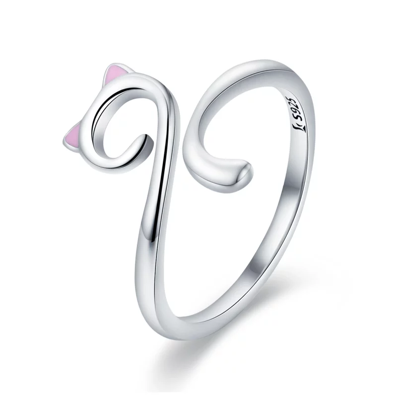 (image pour) Bague Ouverte Style PANDORA chats amoureux - SCR341