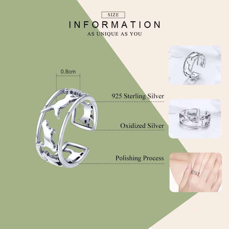 (image pour) Bague Ouverte Style PANDORA Chats heureux - SCR473 - Afficher 3