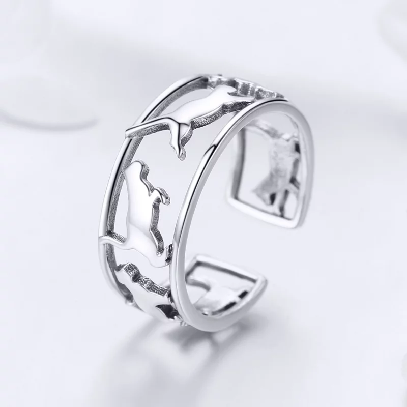 (image pour) Bague Ouverte Style PANDORA Chats heureux - SCR473 - Afficher 4