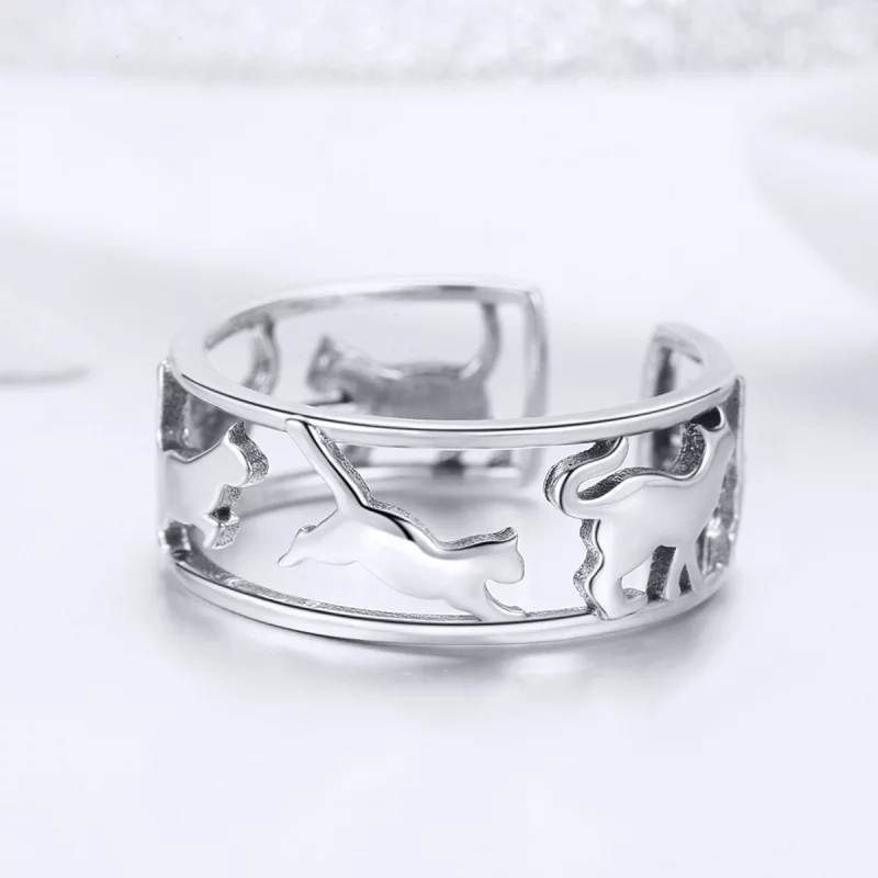 (image pour) Bague Ouverte Style PANDORA Chats heureux - SCR473 - Afficher 5