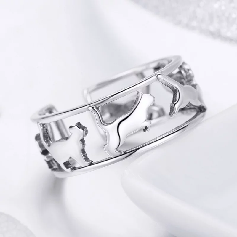 (image pour) Bague Ouverte Style PANDORA Chats heureux - SCR473 - Afficher 6
