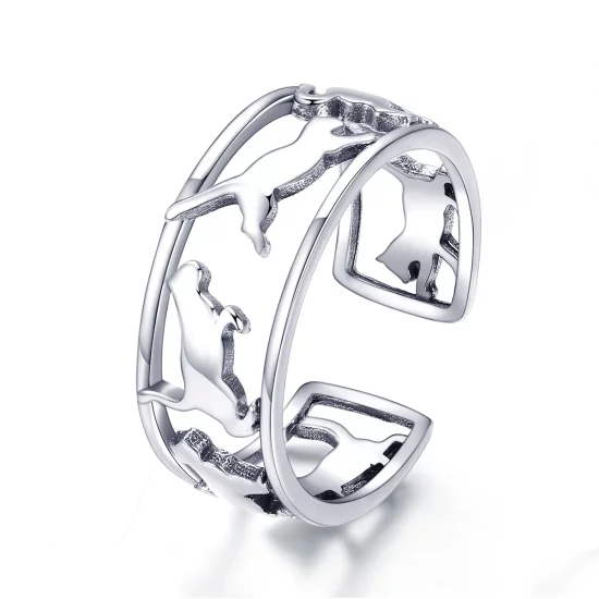 (image pour) Bague Ouverte Style PANDORA Chats heureux - SCR473