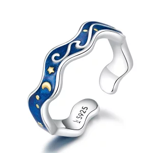 Bague Ouverte Style PANDORA Ciel étoilé de Van Gogh - SCR608 (image pour) Bague Ouverte Style PANDORA Ciel étoilé de Van Gogh - SCR608