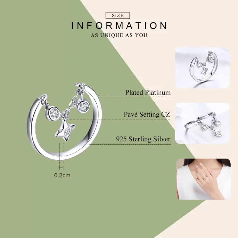 (image pour) Bague Ouverte Style PANDORA Ciel étoilé - SCR408 - Afficher 3