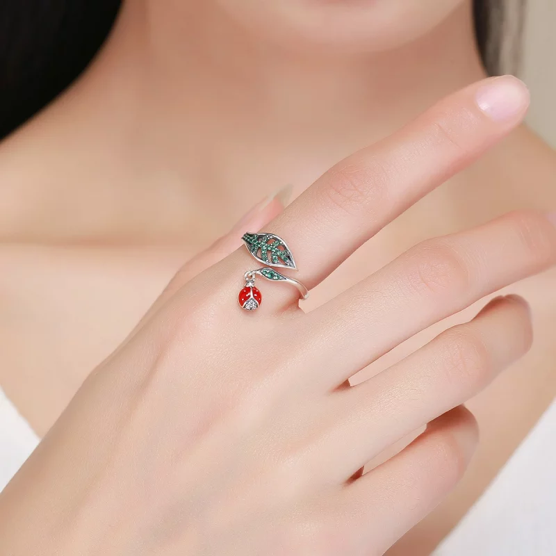 (image pour) Bague Ouverte Style PANDORA Coccinelle au repos - SCR310 - Afficher 4