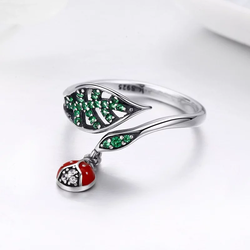 (image pour) Bague Ouverte Style PANDORA Coccinelle au repos - SCR310 - Afficher 6