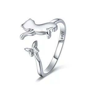 (image pour) Bague Ouverte Style PANDORA Compagnie de chat - SCR443