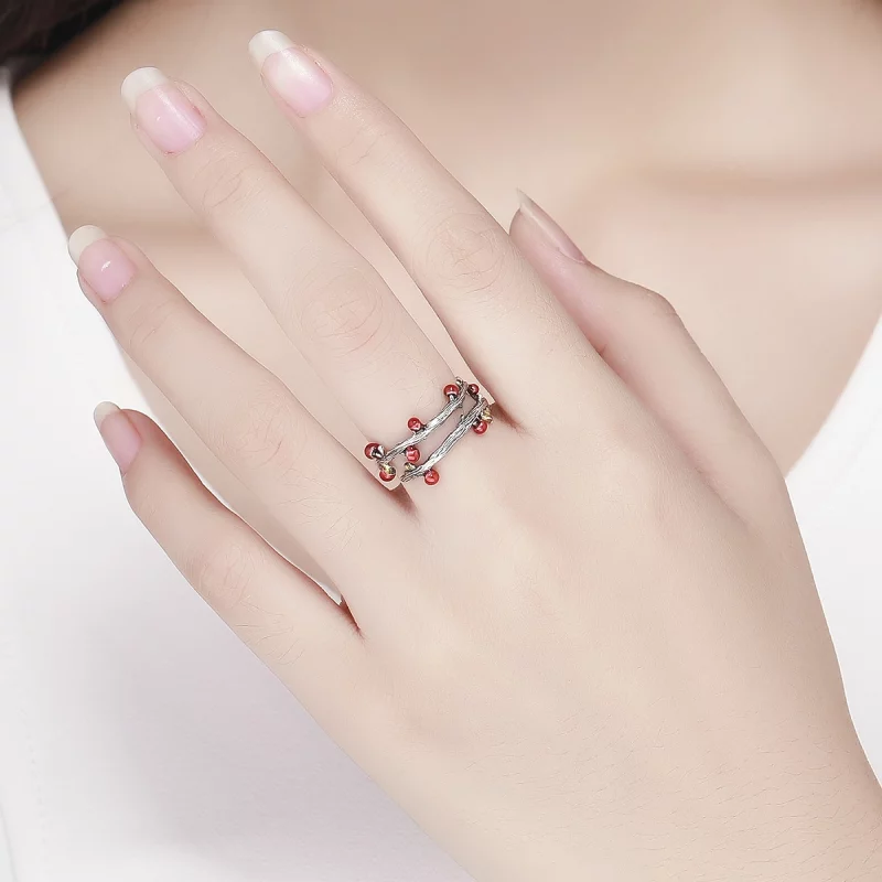 (image pour) Bague Ouverte Style PANDORA Couleurs d'automne - SCR442 - Afficher 7