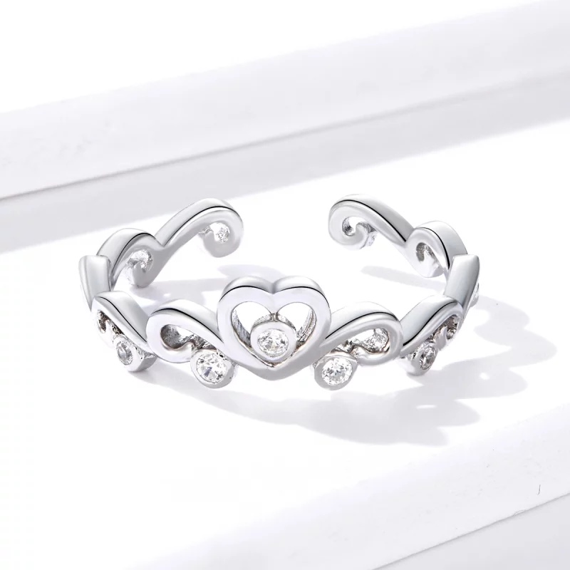 (image pour) Bague Ouverte Style PANDORA Couronne d'argent - BSR105 - Afficher 2