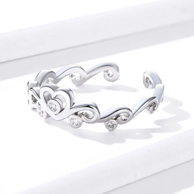(image pour) Bague Ouverte Style PANDORA Couronne d'argent - BSR105 - Afficher 3