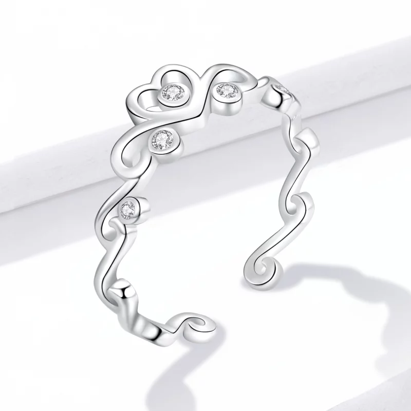 (image pour) Bague Ouverte Style PANDORA Couronne d'argent - BSR105 - Afficher 4