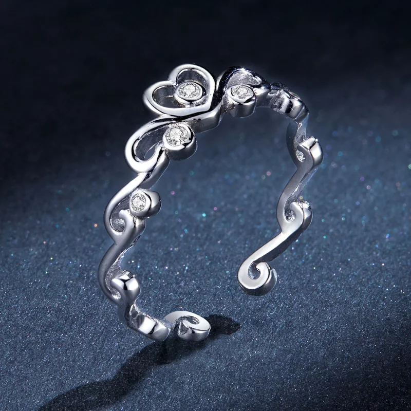 (image pour) Bague Ouverte Style PANDORA Couronne d'argent - BSR105 - Afficher 5