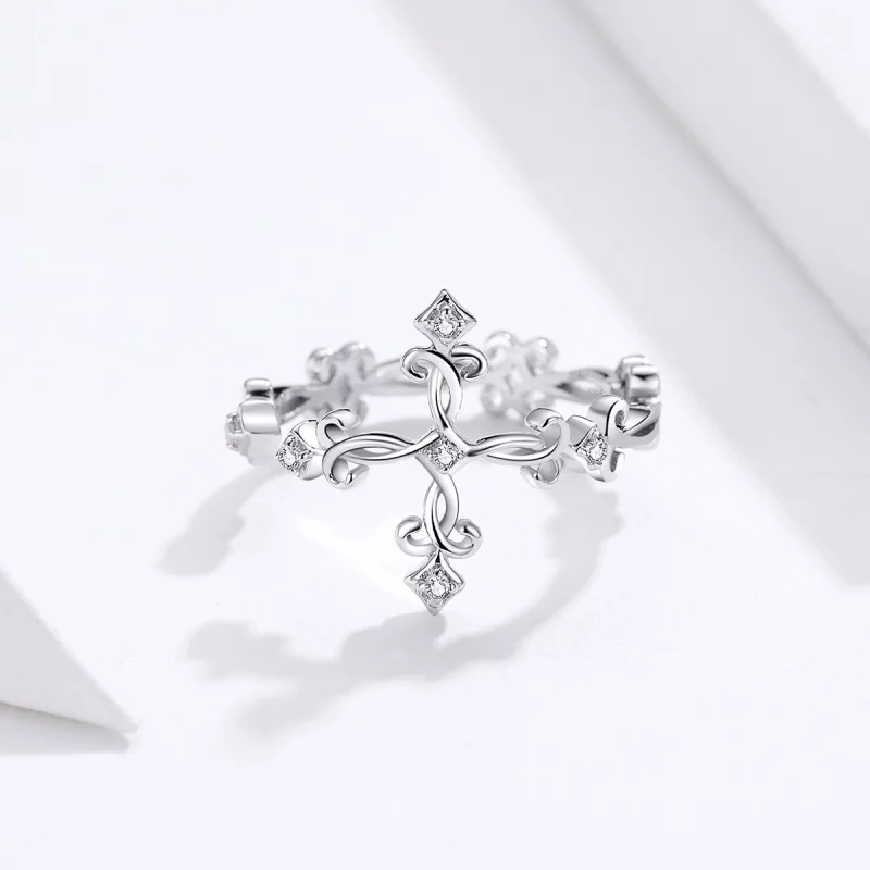 (image pour) Bague Ouverte Style PANDORA Croix - BSR041 - Afficher 4