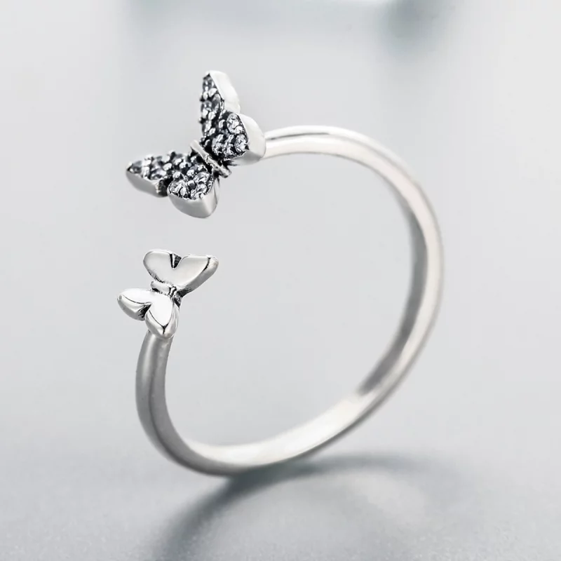 (image pour) Bague Ouverte Style PANDORA Danse des papillons - SCR087 - Afficher 5