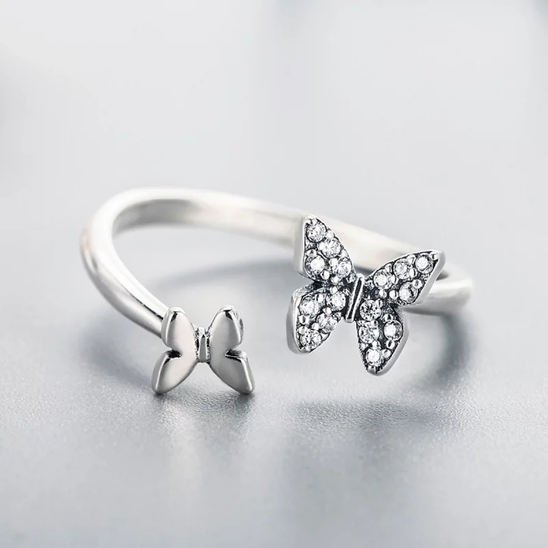 (image pour) Bague Ouverte Style PANDORA Danse des papillons - SCR087 - Afficher 6