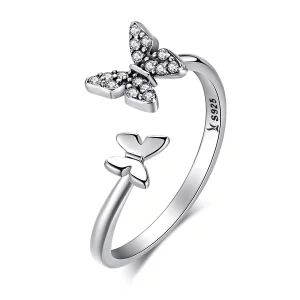 Bague Ouverte Style PANDORA Danse des papillons - SCR087 (image pour) Bague Ouverte Style PANDORA Danse des papillons - SCR087