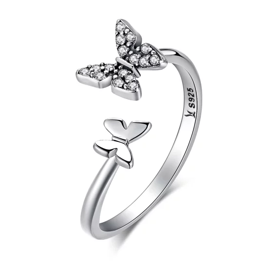 (image pour) Bague Ouverte Style PANDORA Danse des papillons - SCR087