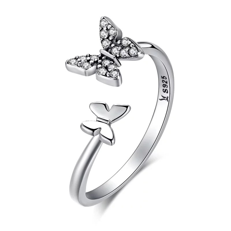 (image pour) Bague Ouverte Style PANDORA Danse des papillons - SCR087