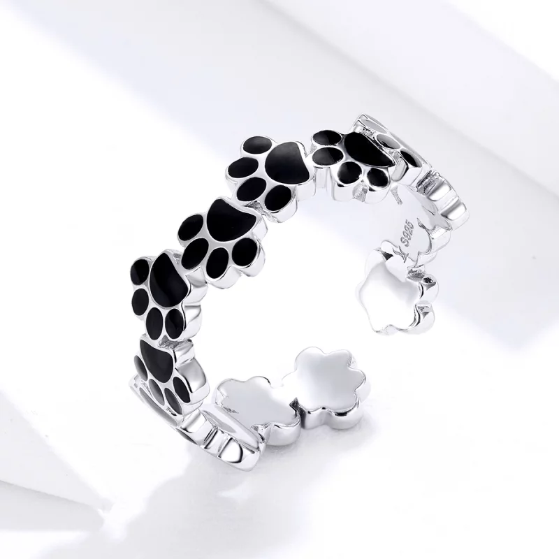 (image pour) Bague Ouverte Style PANDORA Empreinte de patte en herbe - SCR603 - Afficher 2