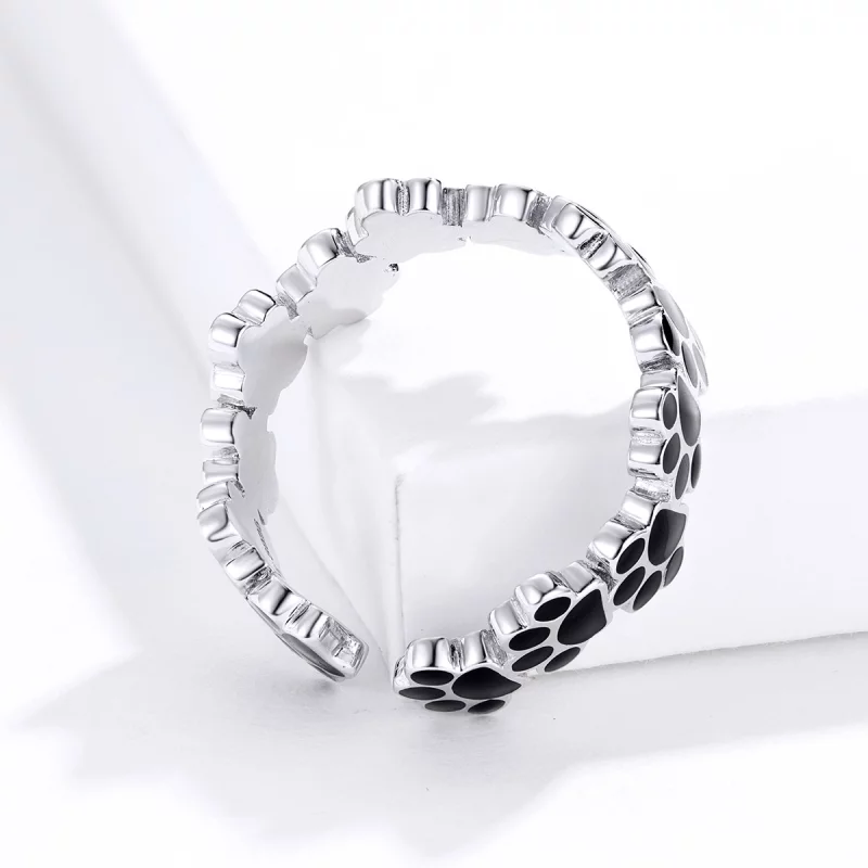 (image pour) Bague Ouverte Style PANDORA Empreinte de patte en herbe - SCR603 - Afficher 3