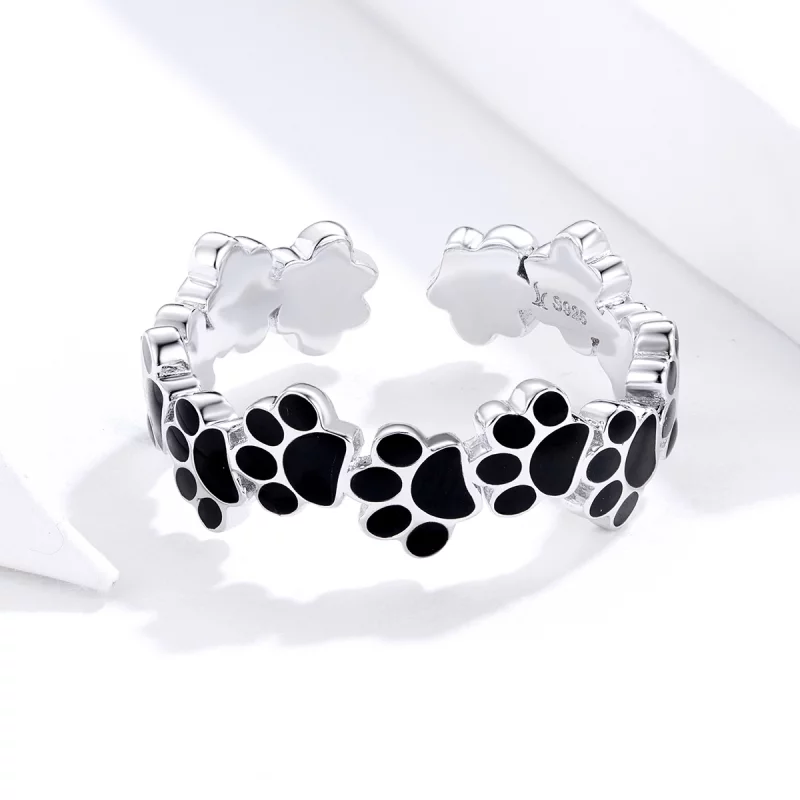 (image pour) Bague Ouverte Style PANDORA Empreinte de patte en herbe - SCR603 - Afficher 4