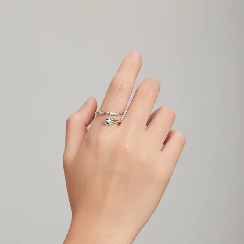 (image pour) Bague ouverte style Pandora en forme de serpent - BSR169 - Afficher 8