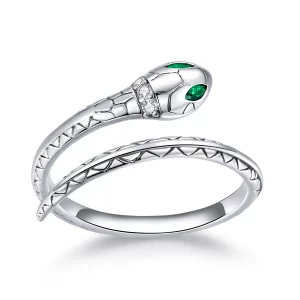 Bague ouverte style Pandora en forme de serpent - BSR169 (image pour) Bague ouverte style Pandora en forme de serpent - BSR169