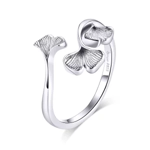(image pour) Bague Ouverte Style PANDORA Feuille de Ginkgo - BSR097