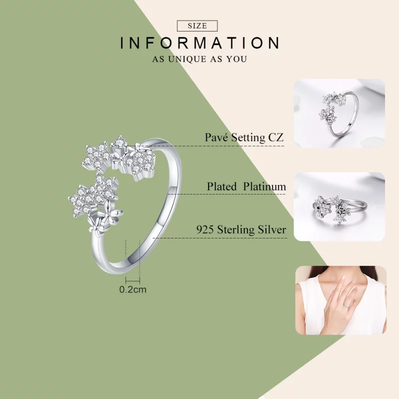 (image pour) Bague Ouverte Style PANDORA Gypsophile - BSR021 - Afficher 7
