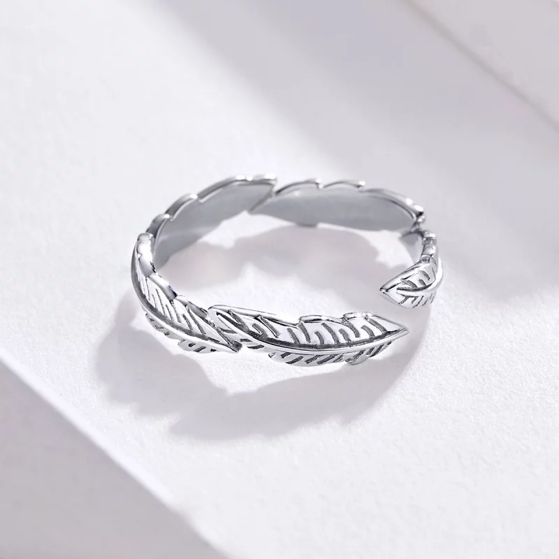 (image pour) Bague Ouverte Style PANDORA La plume - SCR517 - Afficher 6