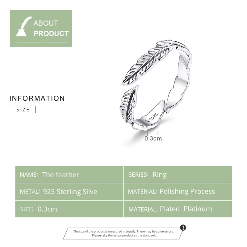 (image pour) Bague Ouverte Style PANDORA La plume - SCR517 - Afficher 10