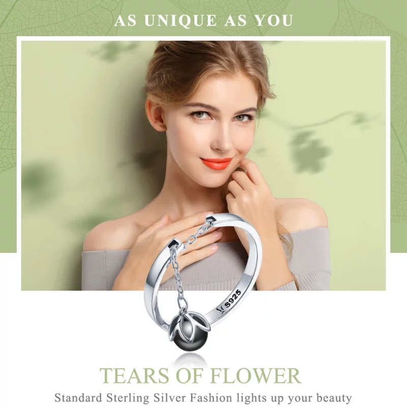 (image pour) Bague Ouverte Style PANDORA Larmes de fleurs - SCR314 - Afficher 2