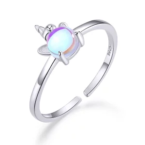(image pour) Bague Ouverte Style PANDORA Licorne fantaisie - SCR642