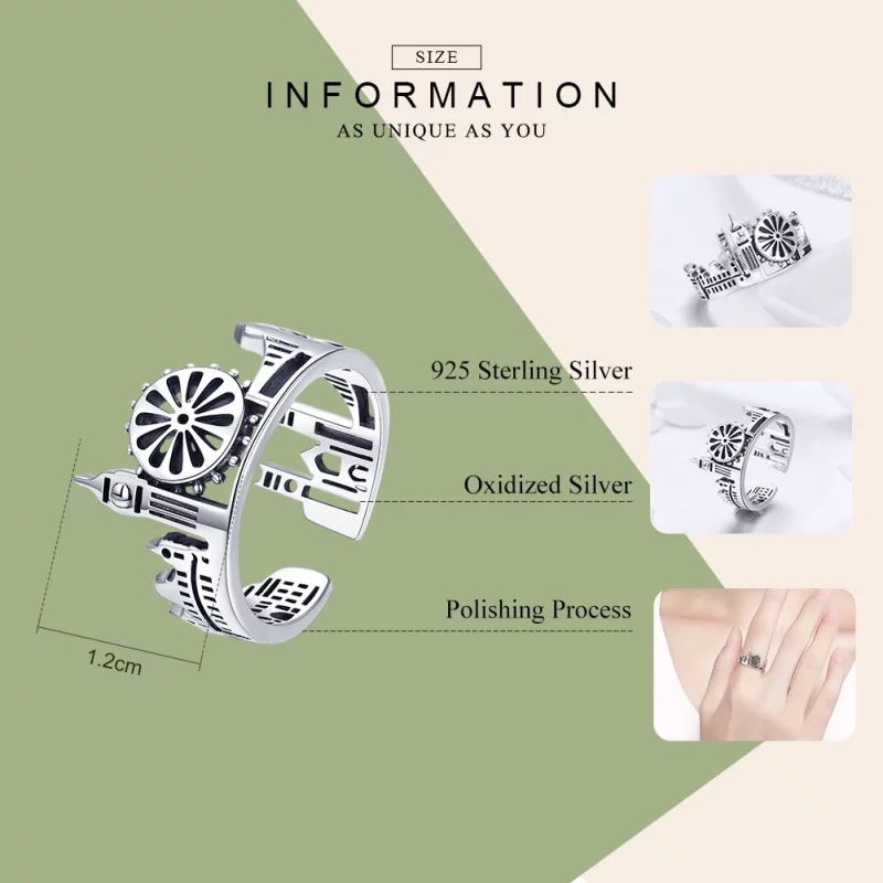 (image pour) Bague Ouverte Style PANDORA Londres - SCR474 - Afficher 3