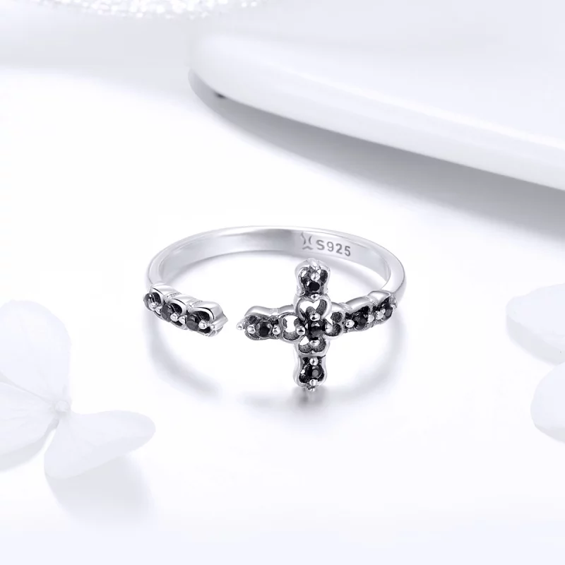 (image pour) Bague Ouverte Style PANDORA Lumière de la croix - SCR447 - Afficher 5