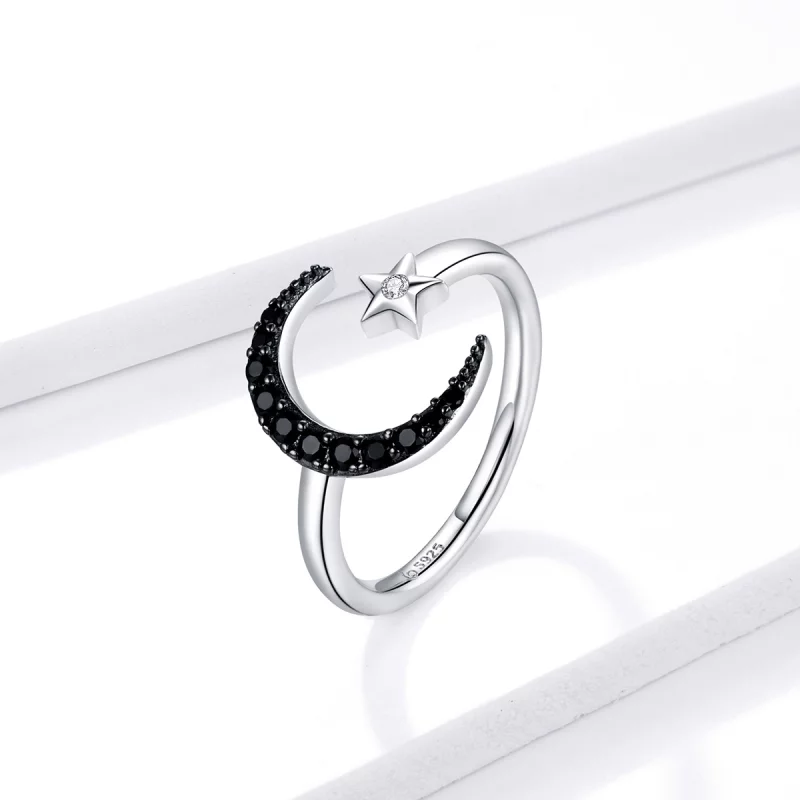 (image pour) Bague Ouverte Style PANDORA Lune et étoile mystérieuses - BSR137 - Afficher 2