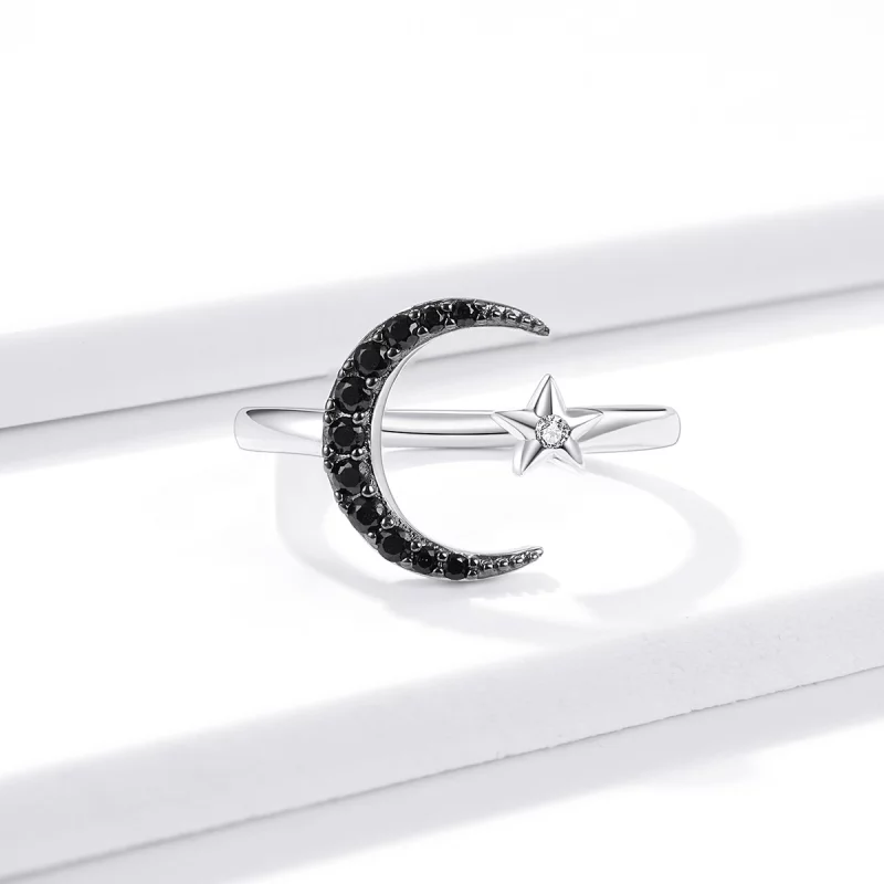 (image pour) Bague Ouverte Style PANDORA Lune et étoile mystérieuses - BSR137 - Afficher 3
