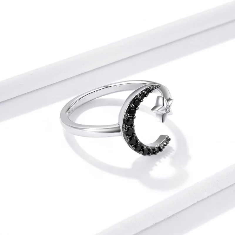 (image pour) Bague Ouverte Style PANDORA Lune et étoile mystérieuses - BSR137 - Afficher 4