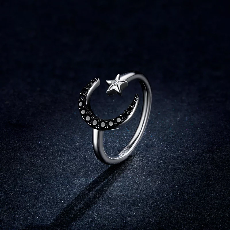 (image pour) Bague Ouverte Style PANDORA Lune et étoile mystérieuses - BSR137 - Afficher 5