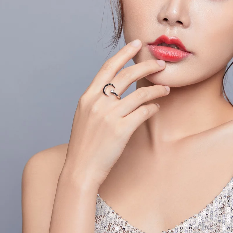 (image pour) Bague Ouverte Style PANDORA Lune et étoile mystérieuses - BSR137 - Afficher 8