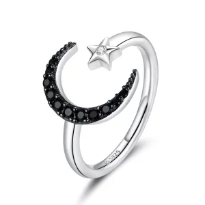 Bague Ouverte Style PANDORA Lune et étoile mystérieuses - BSR137 (image pour) Bague Ouverte Style PANDORA Lune et étoile mystérieuses - BSR137