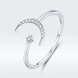 (image pour) Bague Ouverte Style PANDORA Lune et étoile - SCR569