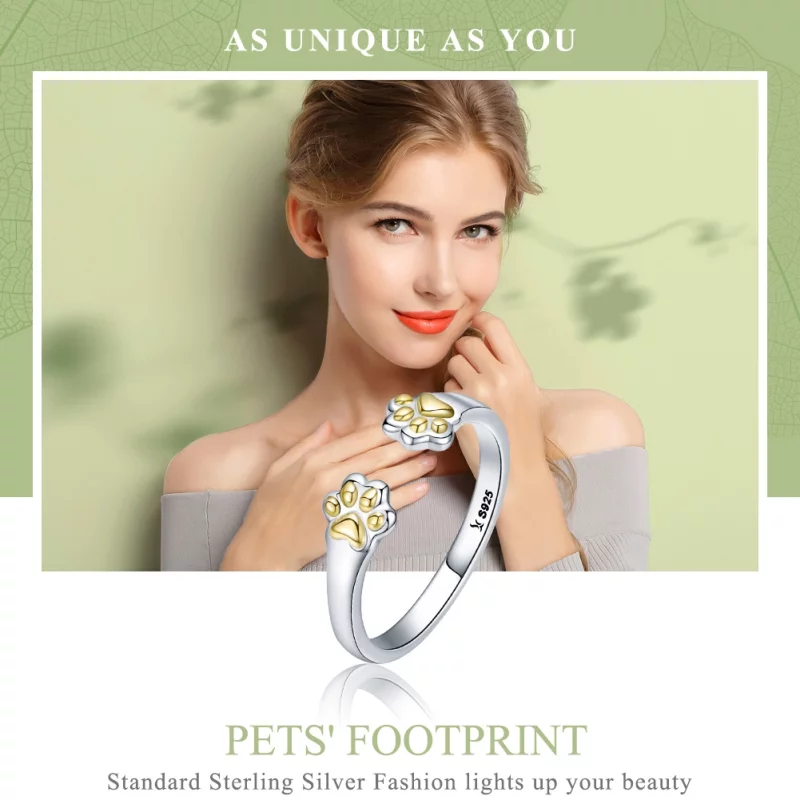 (image pour) Bague Ouverte Style PANDORA Patte de chat - SCR430 - Afficher 2