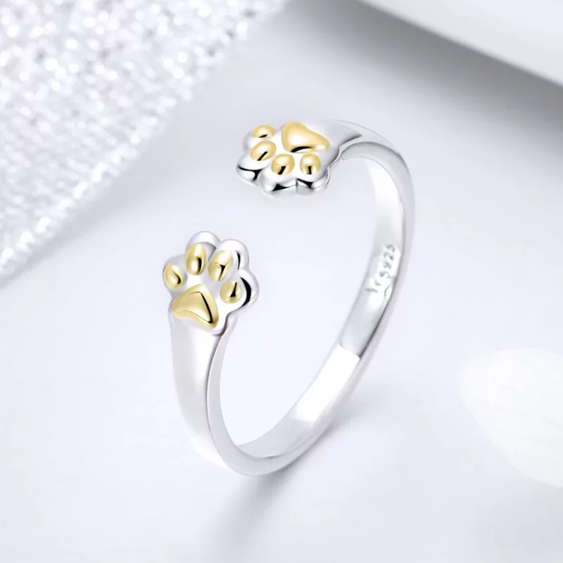 (image pour) Bague Ouverte Style PANDORA Patte de chat - SCR430 - Afficher 4